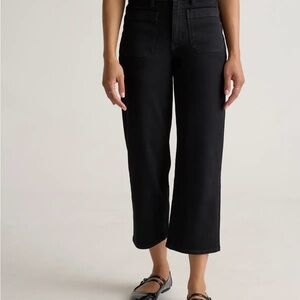 Quince Bella Stretch Patch Pocket Black High-Rise Wide-Leg Jeans 26